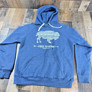 COWGIRL TUFF CO Buffalo FREE TO ROAM Graphic Hoodie Pullover Woman's Size MED